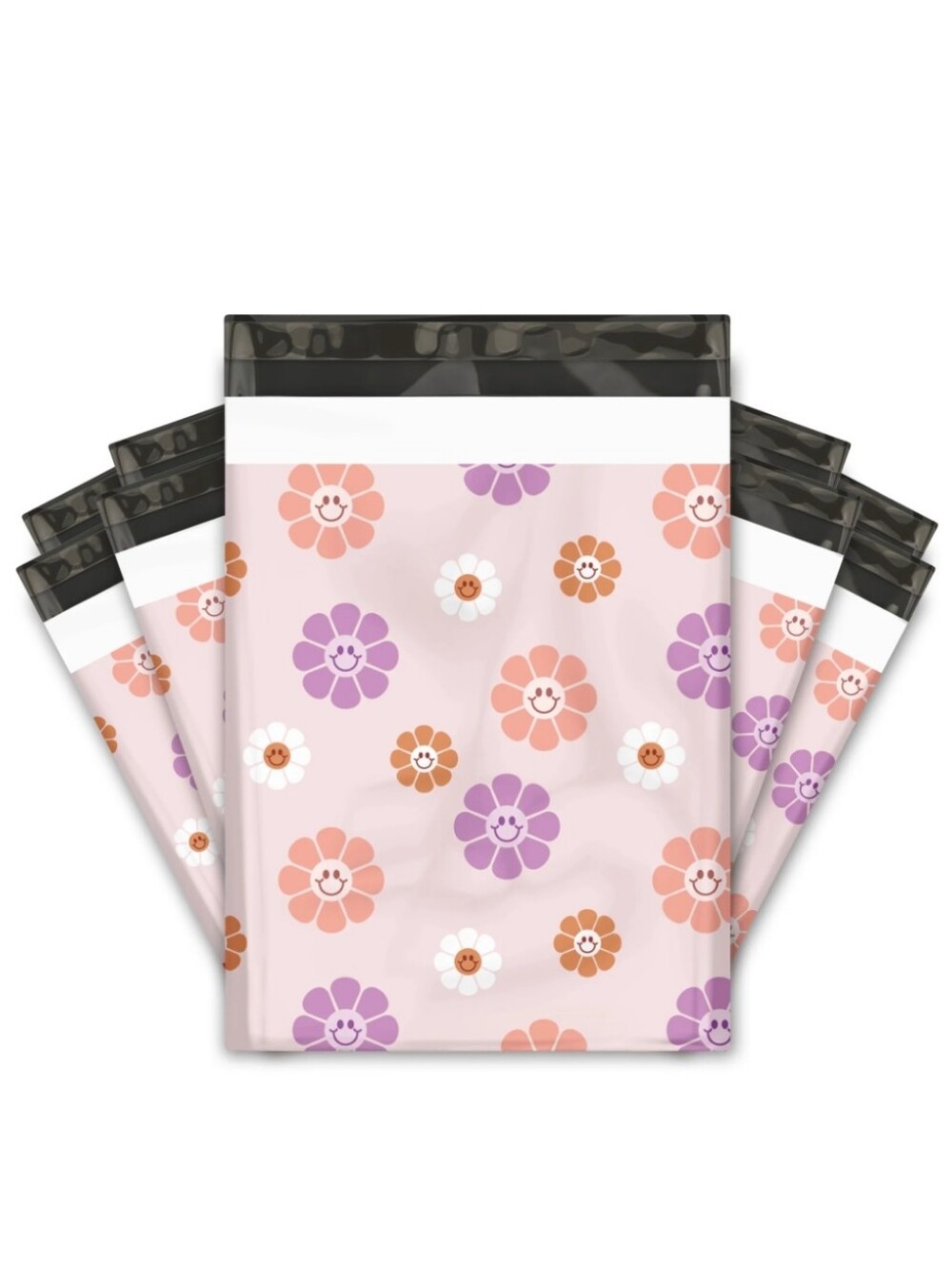 25ct 10x13 SMILEY FLOWERS POLY MAILETS